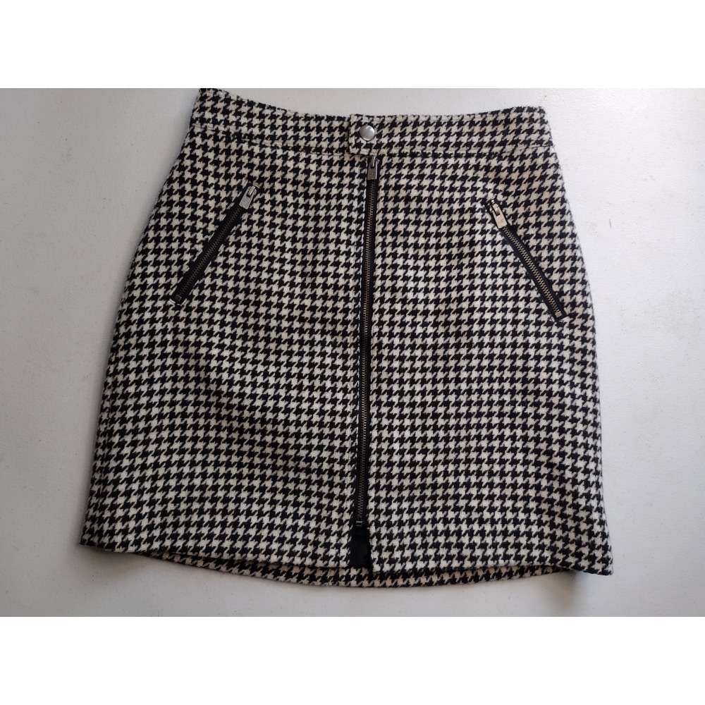Hollister Ultra High Rise Houndstooth Zipper‎ Pocket Mini Skirt Womens XS